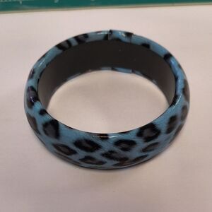 Leopard Print Blue Bangle Bracelet
